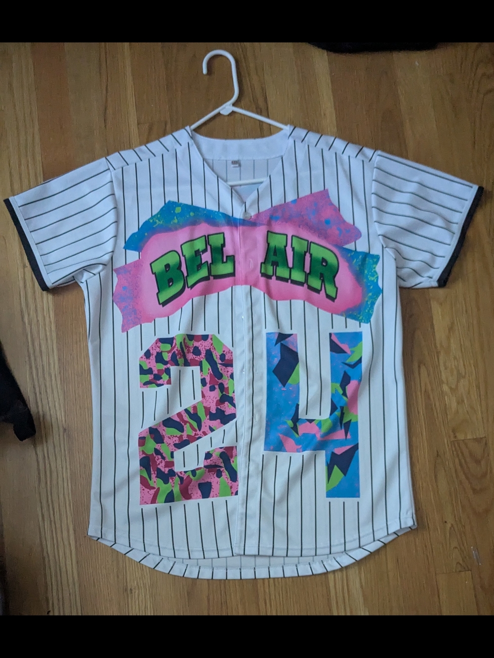 Bel Air '90s Baseball Jersey with Neon Graphics